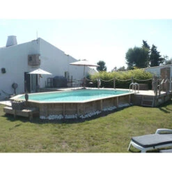 Piscine En Bois Octogonale Ubbink Océa 8,60 X 4,70 X 1,30 M - Liner Beige -Piscines Ubbink Boutique 7504509 piscine bois octogonale ubbink ocea 470 860 beige ambiance 2