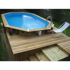 Piscine En Bois Octogonale Ubbink Azura 7,50 X 4,00 X 1,30 M - Liner Bleu -Piscines Ubbink Boutique 7504717 piscine bois octogonale ubbink azura 400 750 bleu ambiance 2