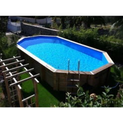 Piscine En Bois Octogonale Ubbink Azura 7,50 X 4,00 X 1,30 M - Liner Bleu -Piscines Ubbink Boutique 7504717 piscine bois octogonale ubbink azura 400 750 bleu ambiance