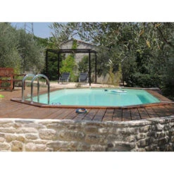 Piscine En Bois Octogonale Ubbink Azura 7,50 X 4,00 X 1,30 M - Liner Beige -Piscines Ubbink Boutique 7504718 piscine bois rectangulaire ubbink azura 400 750 beige ambiance 2