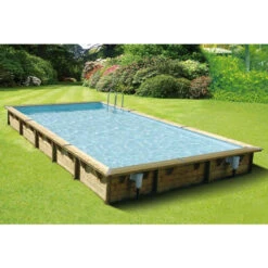 Piscine En Bois Rectangulaire Ubbink Linéa 8,00 X 5,00 X 1,40 M - Liner Bleu