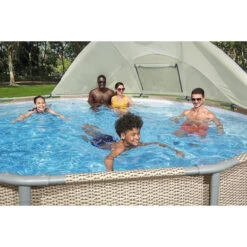 Auvent Pour Piscine Tubulaire Bestway Ø 3,05 à 5,49 M -Piscines Ubbink Boutique auvent rond bestway 2 ambiance