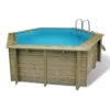 Piscine En Bois Hexagonale Ubbink Azura 4,10 X 1,20 M - Liner Bleu + Bâche à Bulles
