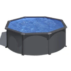 GRE Piscine Ronde Acier Gré Gris Anthracite - Ø 3,00 X 1,20 M