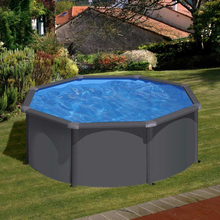 Piscines Ubbink Boutique -Piscines Ubbink Boutique kit300gy piscine ronde acier gre gris anthracite 300 122 cm ambiance 1