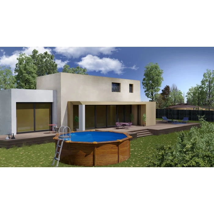 GRE Piscine Ronde Acier Gré Sicilia Imitation Bois - Ø 4,60 X 1,20 M 4 GRE Piscine Ronde Acier Gré Sicilia Imitation Bois - Ø 4,60 X 1,20 M – Image 2