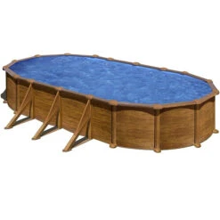 GRE Piscine Ovale Acier Gré Mauritius Imitation Bois - 7,30 X 3,75 M
