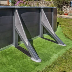 GRE Piscine Ovale Acier Gré Gris Anthracite - 7,30 X 3,75 X 1,32 M -Piscines Ubbink Boutique pied piscine ovale gre gris anthracite 2