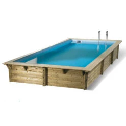 Piscine En Bois Rectangulaire Ubbink Linéa 6,50 X 3,50 X 1,40 M - Liner Bleu