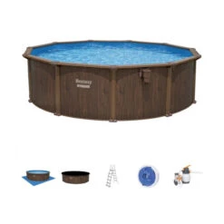 Piscine En Acier Bestway Hydrium Effet Bois Ø 4,90 X H 1,30 M -Piscines Ubbink Boutique piscine hors sol acier ronde 488 x 130 m hydrium