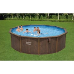 Piscine En Acier Bestway Hydrium Effet Bois Ø 4,90 X H 1,30 M -Piscines Ubbink Boutique piscine hors sol acier ronde 488 x 130 m hydrium 1