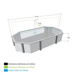 Piscine En Bois Octogonale Ubbink Azura 6,10 X 4 X 1,20 M - Liner Beige -Piscines Ubbink Boutique piscine ubbink azura 610 400 120 bleu 5 1